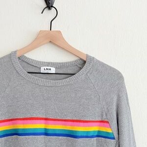 LNA Grey Rainbow Stripe Sweatshirt